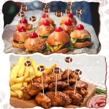 Football Cocktail Picks - 100 Pcs Eco-Friendly Skewers for Parties