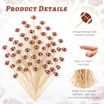 Football Cocktail Picks - 100 Pcs Eco-Friendly Skewers for Parties