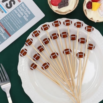 Football Cocktail Picks - 100 Pcs Eco-Friendly Skewers for Parties