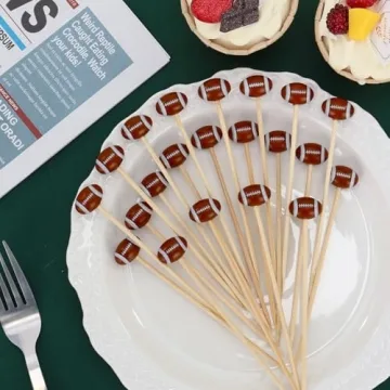 Football Cocktail Picks - 100 Pcs Eco-Friendly Skewers for Parties
