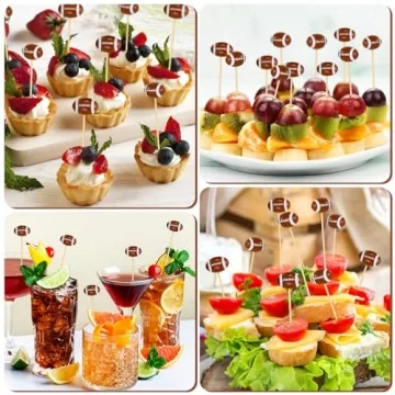 Football Cocktail Picks - 100 Pcs Eco-Friendly Skewers for Parties