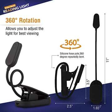 VYANLIGHT Book Light for Reading in Bed, Amber Color Reading Lamp with 360° Rotating Gooseneck, Rechargeable and Dimmable Warm Glow LED Clip-on Light, 1600K Eye Care Portable Light for Readers