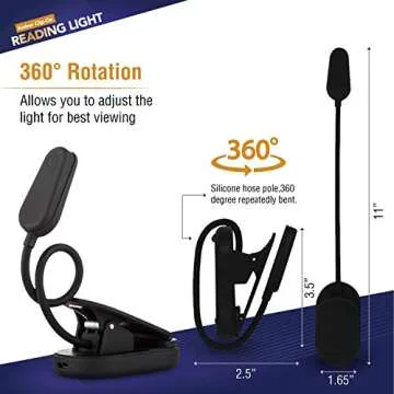 VYANLIGHT Book Light for Reading in Bed, Amber Color Reading Lamp with 360° Rotating Gooseneck, Rechargeable and Dimmable Warm Glow LED Clip-on Light, 1600K Eye Care Portable Light for Readers