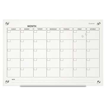 Quartet Magnetic Whiteboard Calendar, 3' x 2', Glass Dry Erase White Board Planner for Homeschool Su...