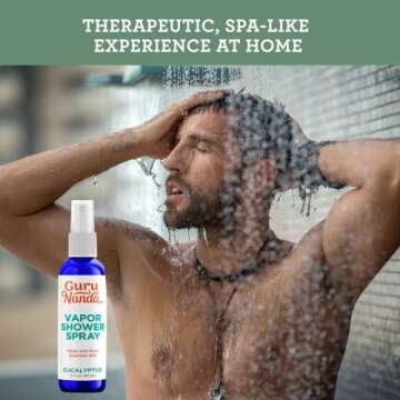 GuruNanda Eucalyptus Shower Spray Aromatherapy (4 Fl.Oz), Daily Shower Spray Mist - Luxury Home Spa with Pure Eucalyptus Essential Oil Spray, Sinus and Congestion Relief, Vapor Spa Mist - 2 Pack