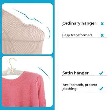 JS HANGER Padded Hanger for Sweaters - 17 Inch Extra Large Heavy Duty Satin Covered Coat Hangers No Shoulder Bump for Women Clothes, Sweaters, Dresses, Clothing, Weddings, Lingerie Pack of 10, Ivory