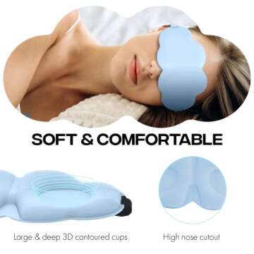 MadebyGNL Sleep Mask,Soft 3D Contoured Silky Blindfold Eye Mask for Sleeping and Side Sleepers,Eye Cover with Adjustable Strap Suitable Gift for Men Women Kids(Blue)