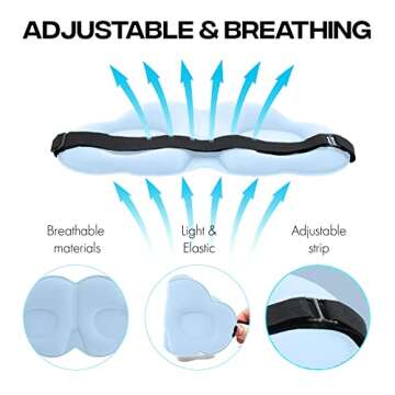MadebyGNL Sleep Mask,Soft 3D Contoured Silky Blindfold Eye Mask for Sleeping and Side Sleepers,Eye Cover with Adjustable Strap Suitable Gift for Men Women Kids(Blue)