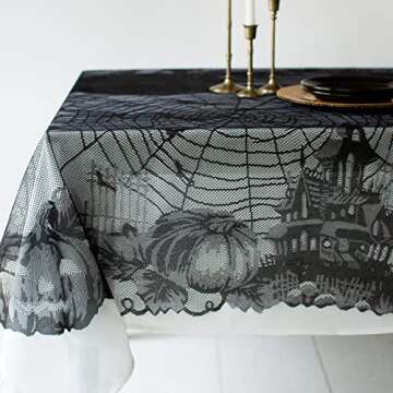 Benson Mills Halloween Fabric Tablecloth, Halloween Table Cloth for Dinners and Parties (Spooky Spir...