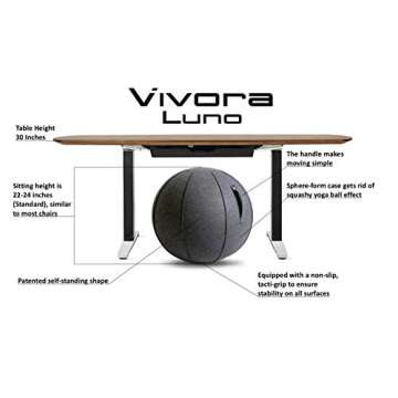 Vivora Luno Premium Ergonomic Sitting Ball Chair, Canvas & Felt for Home Offices, Posture Improvemen...