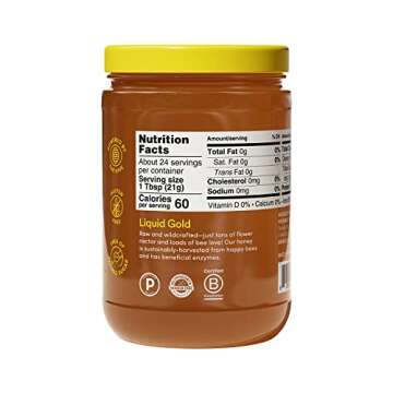 BEEKEEPER'S NATURALS Wildflower Honey - Raw, Wildcrafted, and Unprocessed- Rich in Nutrients and Beneficial Enzymes- Notes of Mint & Lavender-100% Raw, Pure Honey- Paleo-friendly, Gluten-Free (1.1lbs)