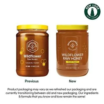 BEEKEEPER'S NATURALS Wildflower Honey - Raw, Wildcrafted, and Unprocessed- Rich in Nutrients and Beneficial Enzymes- Notes of Mint & Lavender-100% Raw, Pure Honey- Paleo-friendly, Gluten-Free (1.1lbs)