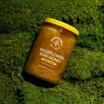 BEEKEEPER'S NATURALS Wildflower Honey - Raw, Wildcrafted, and Unprocessed- Rich in Nutrients and Beneficial Enzymes- Notes of Mint & Lavender-100% Raw, Pure Honey- Paleo-friendly, Gluten-Free (1.1lbs)