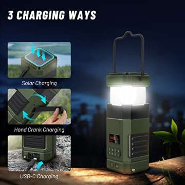 Libovgogo DF-585 Emergency LED Camping Lantern,IPX5 Waterproof Stereo Bluetooth Speaker,Hand Crank N...