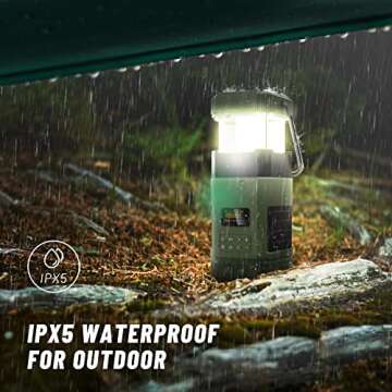 Libovgogo DF-585 Emergency LED Camping Lantern,IPX5 Waterproof Stereo Bluetooth Speaker,Hand Crank NOAA Weather Alert Radio with Solar,Portable AM FM Radio with Flashlight,5000mAH Cell Phone Charger