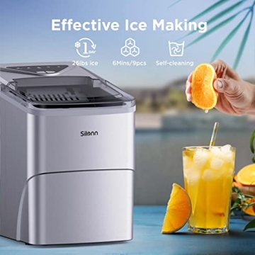 Fast Ice Maker - 9 Cubes in 6 Mins, 26lbs Daily