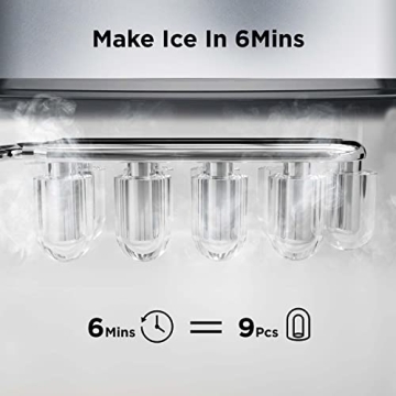 Fast Ice Maker - 9 Cubes in 6 Mins, 26lbs Daily