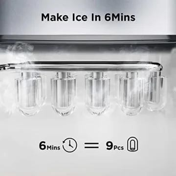 Fast Ice Maker - 9 Cubes in 6 Mins, 26lbs Daily