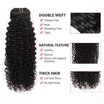 ABH AMAZINGBEAUTY HAIR Jerry Curly Clip in Hair Extensions Real Human Hair 3B 3C Double Wefts Curly Clip ins for African Americans 120g 7 Pieces 17 Clips 120 Grams, Natural Black 16 Inch