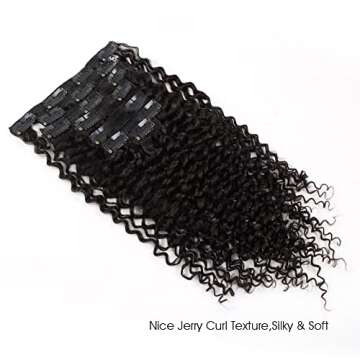 ABH AMAZINGBEAUTY HAIR Jerry Curly Clip in Hair Extensions Real Human Hair 3B 3C Double Wefts Curly Clip ins for African Americans 120g 7 Pieces 17 Clips 120 Grams, Natural Black 16 Inch