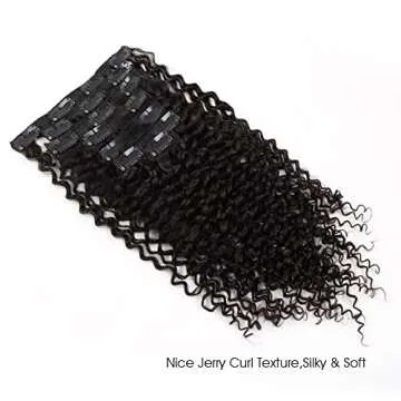 ABH AMAZINGBEAUTY HAIR Jerry Curly Clip in Hair Extensions Real Human Hair 3B 3C Double Wefts Curly Clip ins for African Americans 120g 7 Pieces 17 Clips 120 Grams, Natural Black 16 Inch