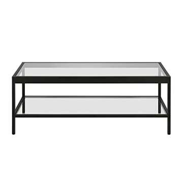 Henn&Hart 45" Wide Rectangular Rectangular Coffee Table in Blackened Bronze, Modern Rectangular Coffee Tables for living room, studio apartment essentials