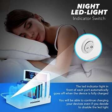 USB Charging Dock - 6-Port - Fast Charging Station for Multiple Devices Apple - Multi Device Charger Station - Compatible with Apple iPad iPhone and Android Cell Phone and Tablet