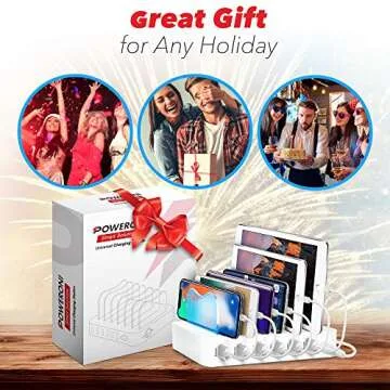 USB Charging Dock - 6-Port - Fast Charging Station for Multiple Devices Apple - Multi Device Charger Station - Compatible with Apple iPad iPhone and Android Cell Phone and Tablet