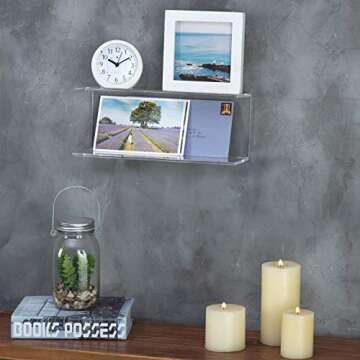 MyGift 2-Tier Clear Wall-Mounted Acrylic Display Shelves/Kitchen & Bathroom Wall Shelf