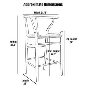 2xhome Farmhouse Wishbone Bar Stool - Stylish Comfort