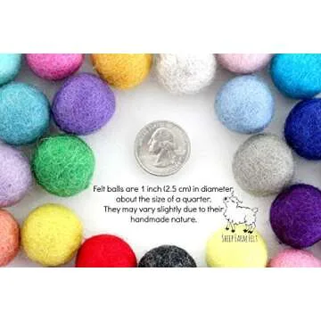 "Pastel Rainbow" Adjustable Handmade Easter Felt Ball Garland by Sheep Farm Felt- Pastel Pom Pom Garland. 1 inch balls. 7 feet. 28 felt balls