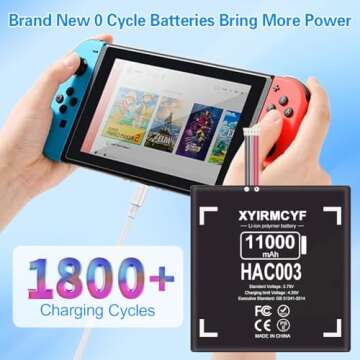 XYIRMCYF HAC-003 Battery for Nintendo Switch - 11000mAh Capacity