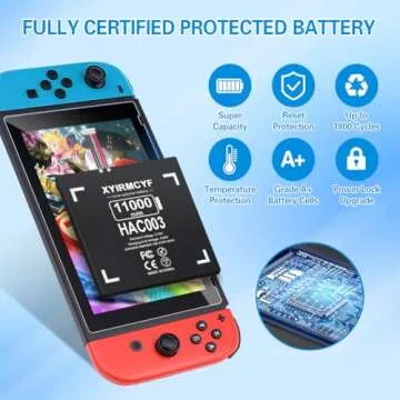 XYIRMCYF HAC-003 Battery for Nintendo Switch - 11000mAh Capacity