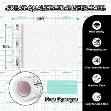 TECKWRAP Vinyl Transfer Tape 6" x 30FT for Easy Crafting