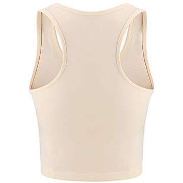 Boao 4 Pieces Basic Crop Tank Tops Sleeveless Racerback Crop Top for Women (Black, White, Light Grey, Beige, Medium)