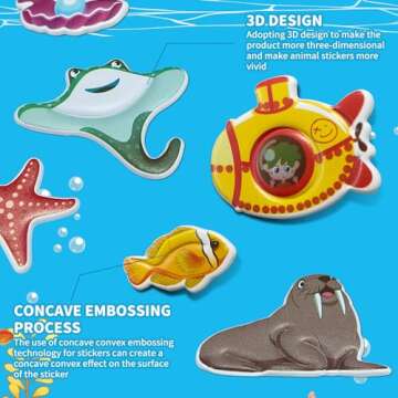 Elfew 4 Pack 3D Puffy Sticker Book for Kids 2-4, Reusable Sticker Books for Toddlers 1-3, Toddler Activity Books, Travel Toys for Girls Boys Birthday Gifts, Farm, Dinosaurs, Ocean World, Wild Animal