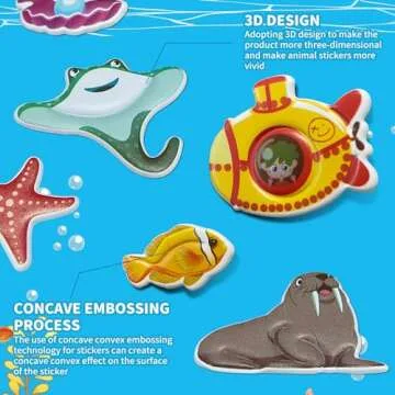 Elfew 4 Pack 3D Puffy Sticker Book for Kids 2-4, Reusable Sticker Books for Toddlers 1-3, Toddler Activity Books, Travel Toys for Girls Boys Birthday Gifts, Farm, Dinosaurs, Ocean World, Wild Animal