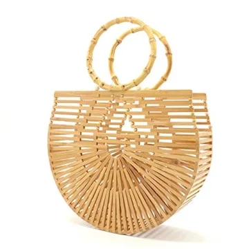 Miuco Womens Bamboo Handbags Handmade Purses Tote Bag Small
