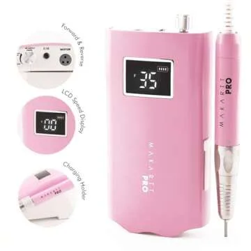 MakarttPro LuxuriaPro 35000 RPM Professional Nail Drill - 85W Brushless Motor | High Torque | Quiet & Vibration-Free | Portable, Rechargeable & Cordless Nail Drill for Technicians