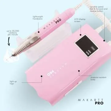 MakarttPro LuxuriaPro 35000 RPM Professional Nail Drill - 85W Brushless Motor | High Torque | Quiet & Vibration-Free | Portable, Rechargeable & Cordless Nail Drill for Technicians