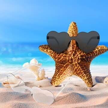 MGupzao 8 Packs Heart Shaped Sunglasses Bulk for Women Kids Bride & Team Bride Party Supplies Black and Translucent Bachelorette Party Favors Frameless Glasses Visit the Store