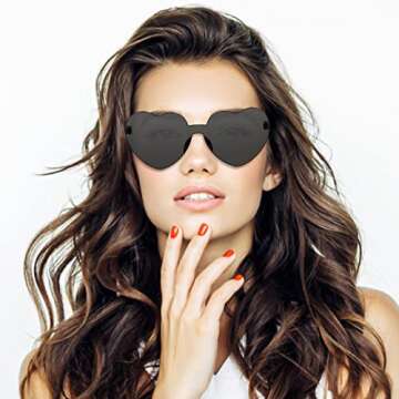 MGupzao 8 Packs Heart Shaped Sunglasses Bulk for Women Kids Bride & Team Bride Party Supplies Black and Translucent Bachelorette Party Favors Frameless Glasses Visit the Store