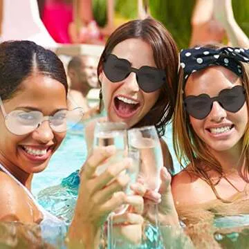 MGupzao 8 Packs Heart Shaped Sunglasses Bulk for Women Kids Bride & Team Bride Party Supplies Black and Translucent Bachelorette Party Favors Frameless Glasses Visit the Store