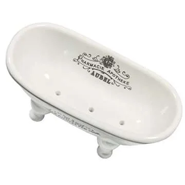 1 Piece 5.7" Mini Ceramic Clawfoot Double Ended Bathtub Soap Dish Vintage Decortative Soap Dish