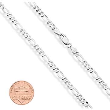 Miabella Solid 925 Sterling Silver Italian 5mm Figaro Chain Bracelet, 7 Inch