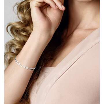 Miabella 925 Sterling Silver Figaro Bracelet for Everyone