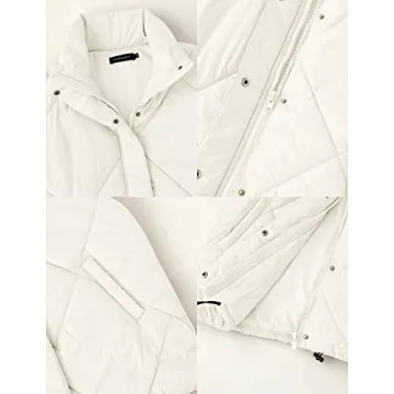 MEROKEETY Women's 2024 Winter Puffer Vest Quilted Stand Collar Zip Up Padded Gilet Coat with Pockets,Beige,M