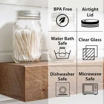 Regular Mouth Mason Jars 16 oz. (12 Pack) - Pint Size Jars with Airtight Lids and Bands - Made in USA - for Canning, Fermenting, Pickling, Meal Prep, or DIY Decors and Projects Bundled with Jar Opener