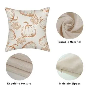 Fall Pumpkin Pillow Covers Set of 2 for Cozy Decor