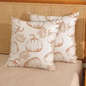 Fall Pumpkin Pillow Covers Set of 2 for Cozy Decor